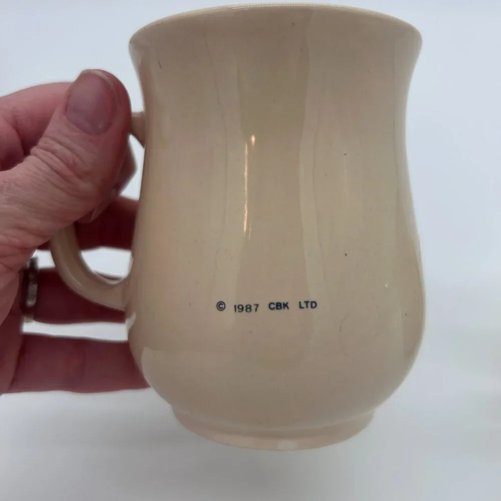 Vtg Lot (2)‎ CBK 1987 Cat Mugs Coffee Tea  Ceramic cups Kitty Floral Cute